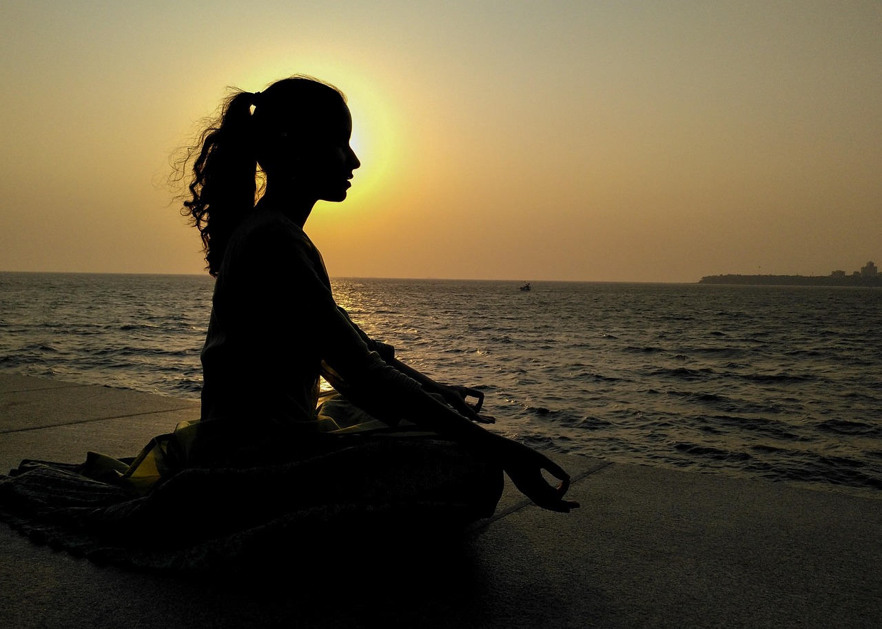 yoga, meditation, woman, exercise, fitness, spiritual, meditate, relaxation, silhouette